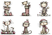 Whimsical Christmas Cat Clipart, an Illustration by CraftArtStudio (Thumbnail 4 of 6)