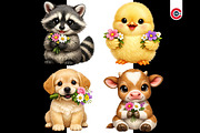 Adorable Baby Animal with Bouquets, an Animal Illustration by C-Kav (Thumbnail 4 of 12)