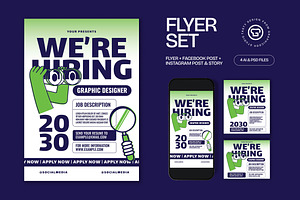 Green Hiring Designer Flyer Set, a Flyer Template by graphicook