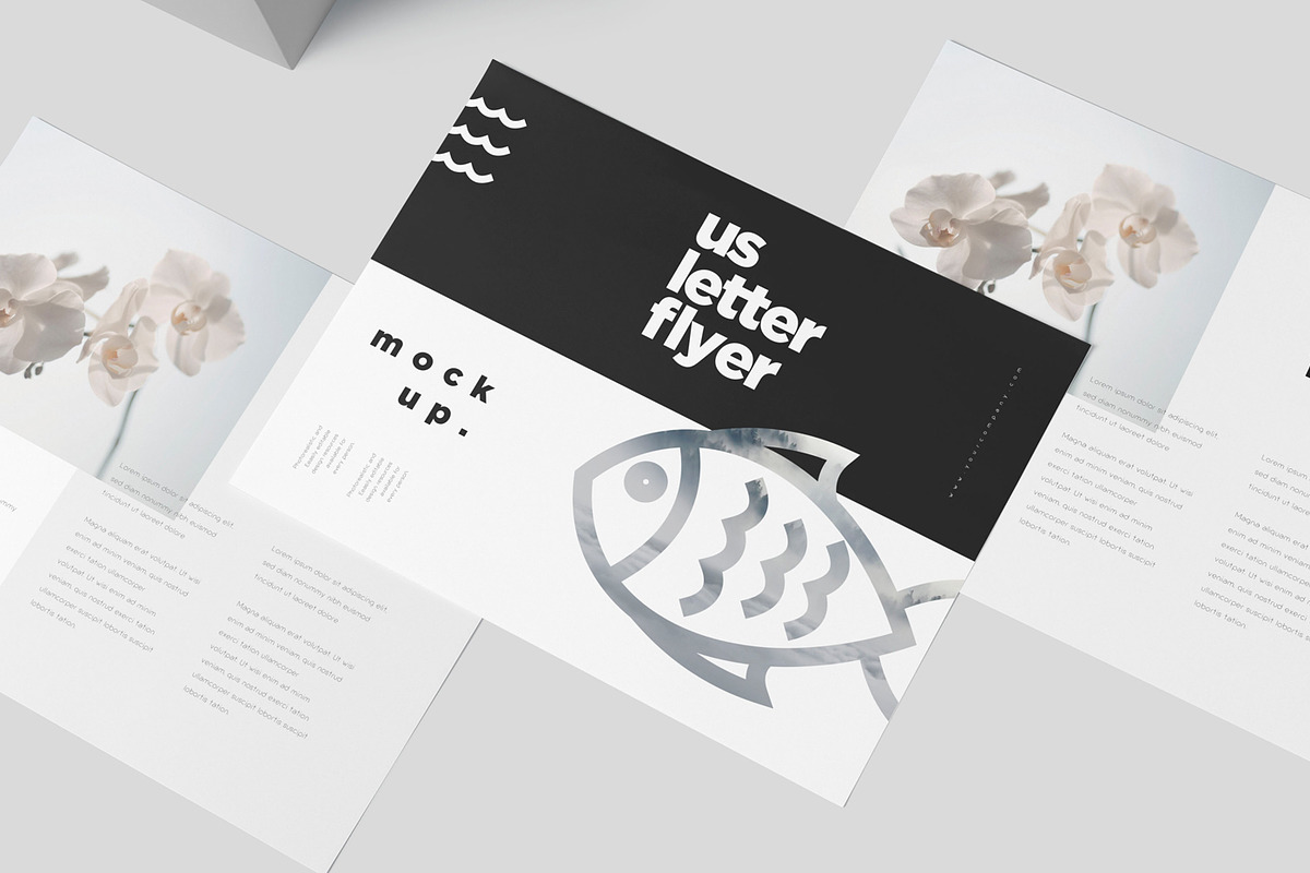 US Letter Landscape Flyer Mockups, a Product Mockup by GfxFoundry (Photo 1 of 6)