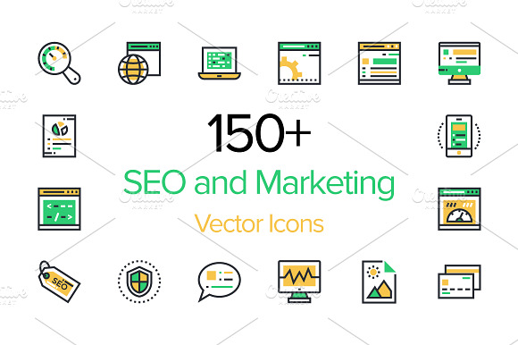150+ SEO and Marketing Icons preview 8