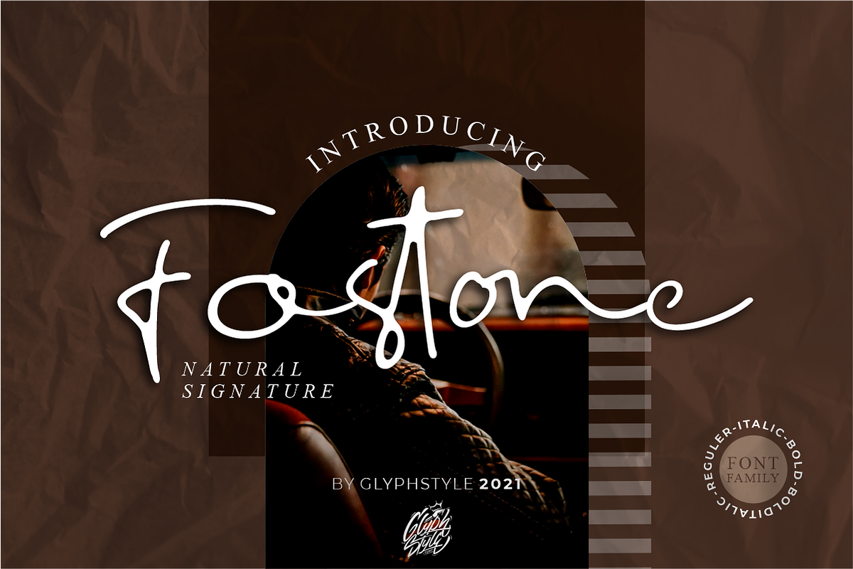 Fostone Natural Signature, a Script Font by Glyphstyle (Photo 1 of 12)