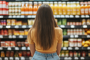 Back view of young woman choosing, a Photo by Pavel_design