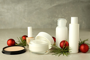 Composition with winter cosmetic products, close up, a Beauty & Fashion Photo by AtlasStudio PRO