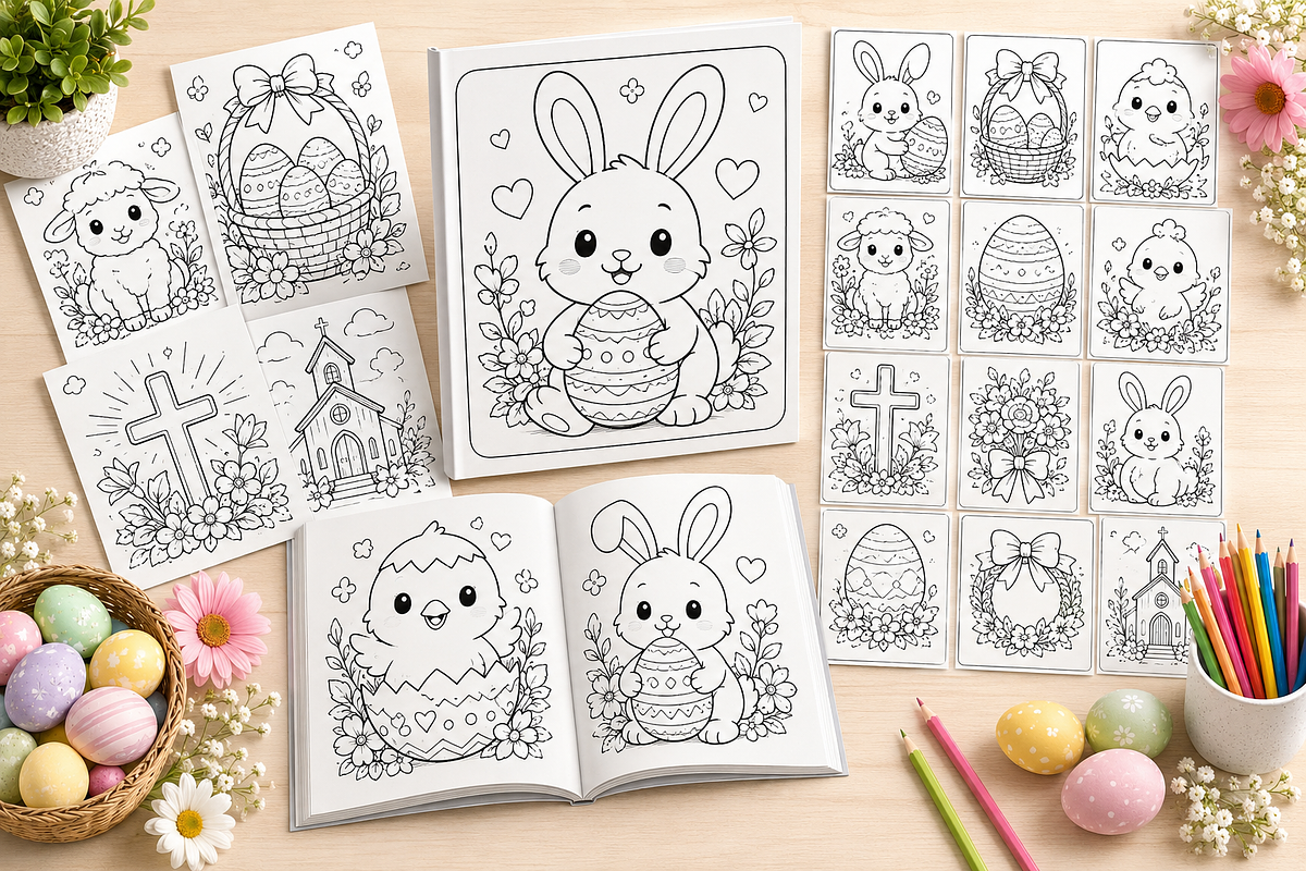 Bold and Easy Easter Coloring Book, a Pattern Graphic by S Graphic Studio (Photo 2 of 3)