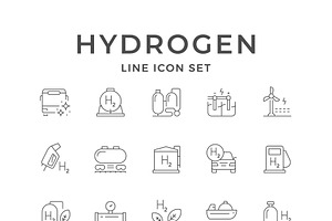 Set line icons of hydrogen, an Outline Icon by motorama