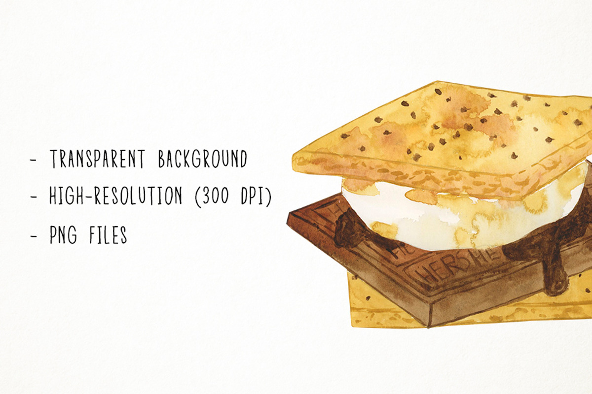 Watercolor Smores Clipart, an Illustration by Paulaparaula (Photo 3 of 4)