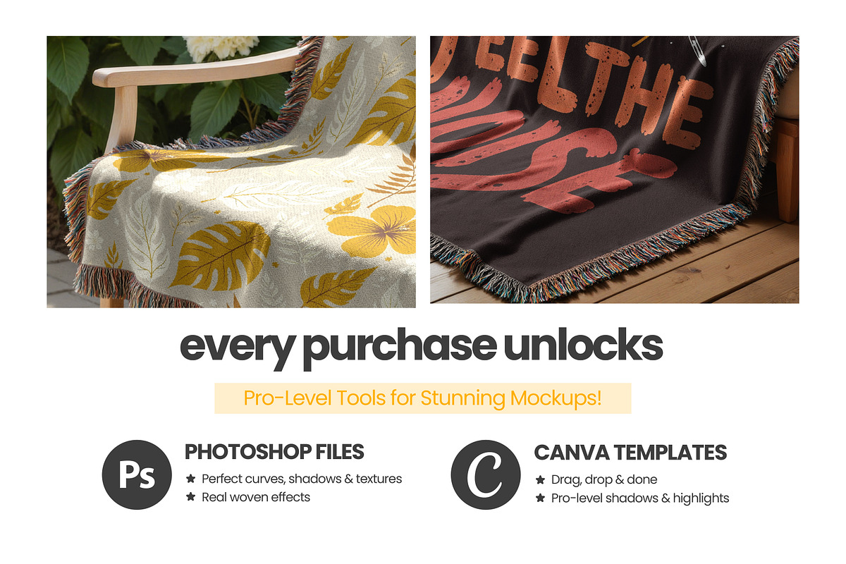 Woven Blanket Mockup Bundle (x6 PSD), an Apparel Mockup by Mockups Studio (Photo 2 of 9)
