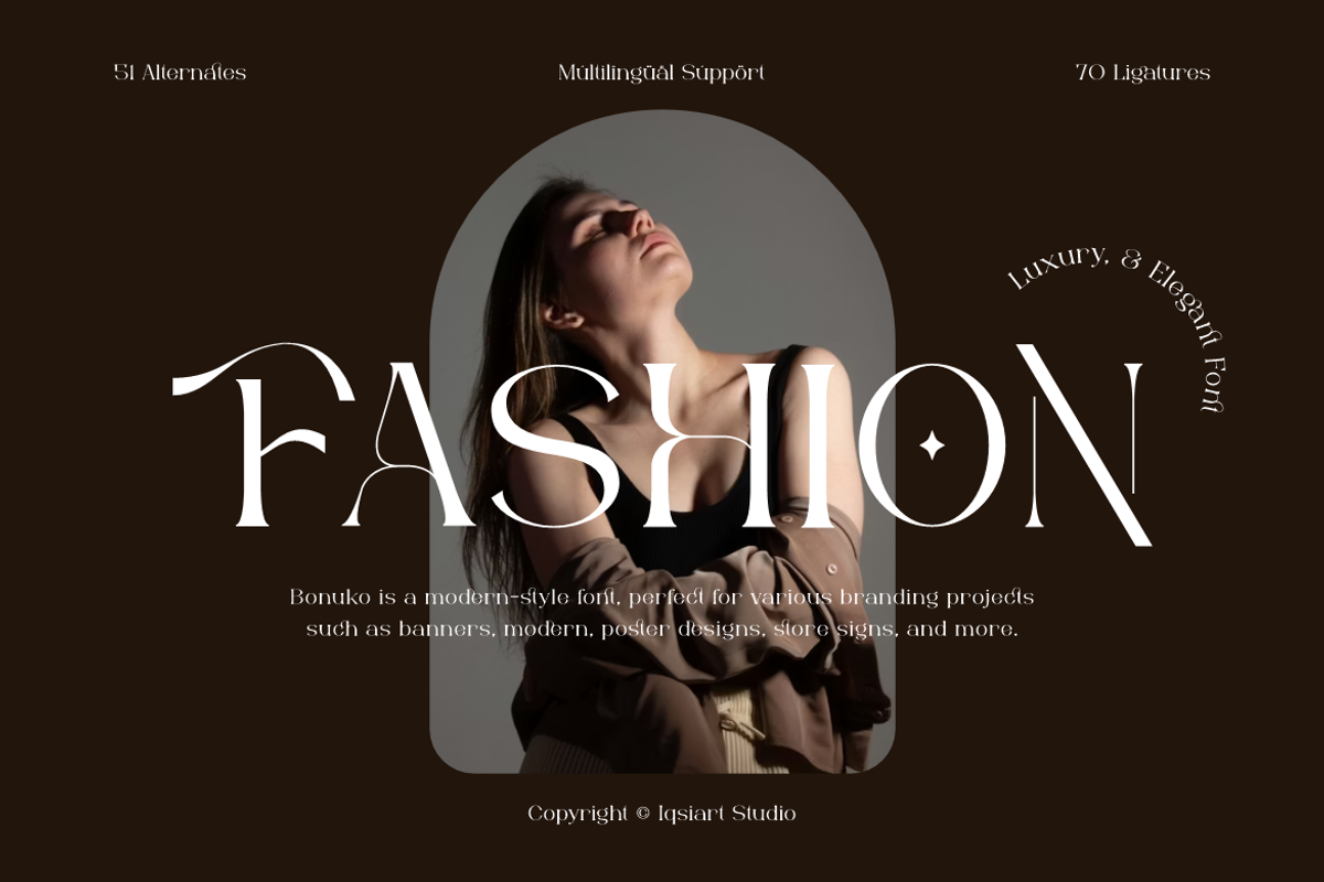 Bonuko - Modern Ligature Serif Font, a Serif Font by Iqsiart Studio (Photo 12 of 16)