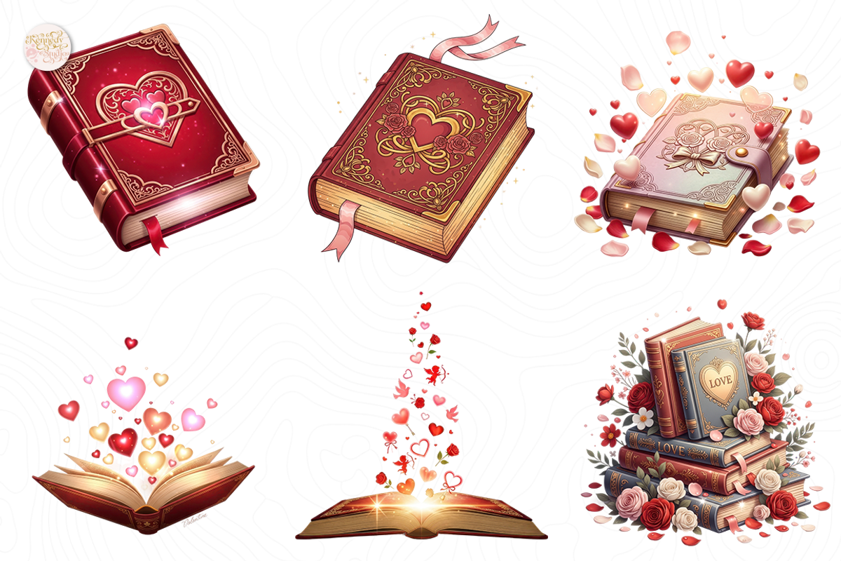 Retro Book Valentine PNG Clipart, an Illustration by KennedyStudio (Photo 3 of 5)
