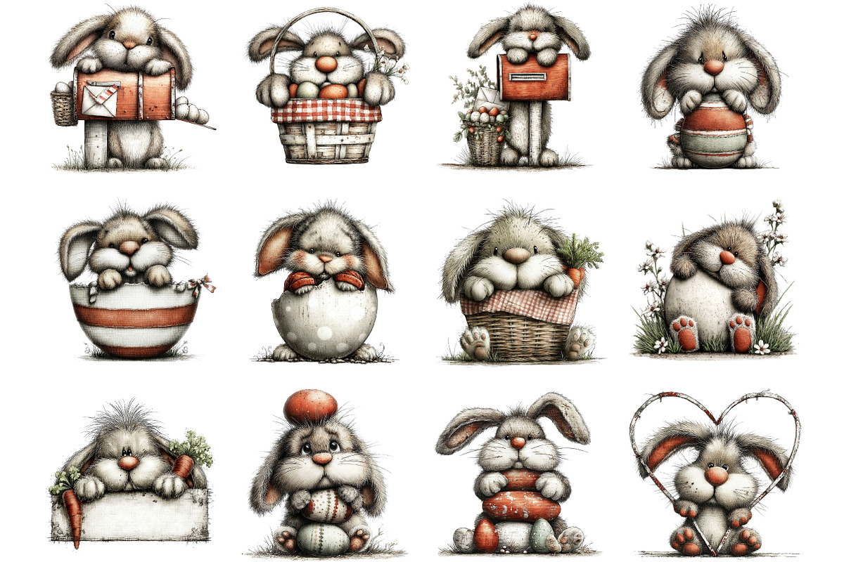 Funny Easter Bunny Peeking Clipart, an Illustration by Designking (Photo 3 of 5)