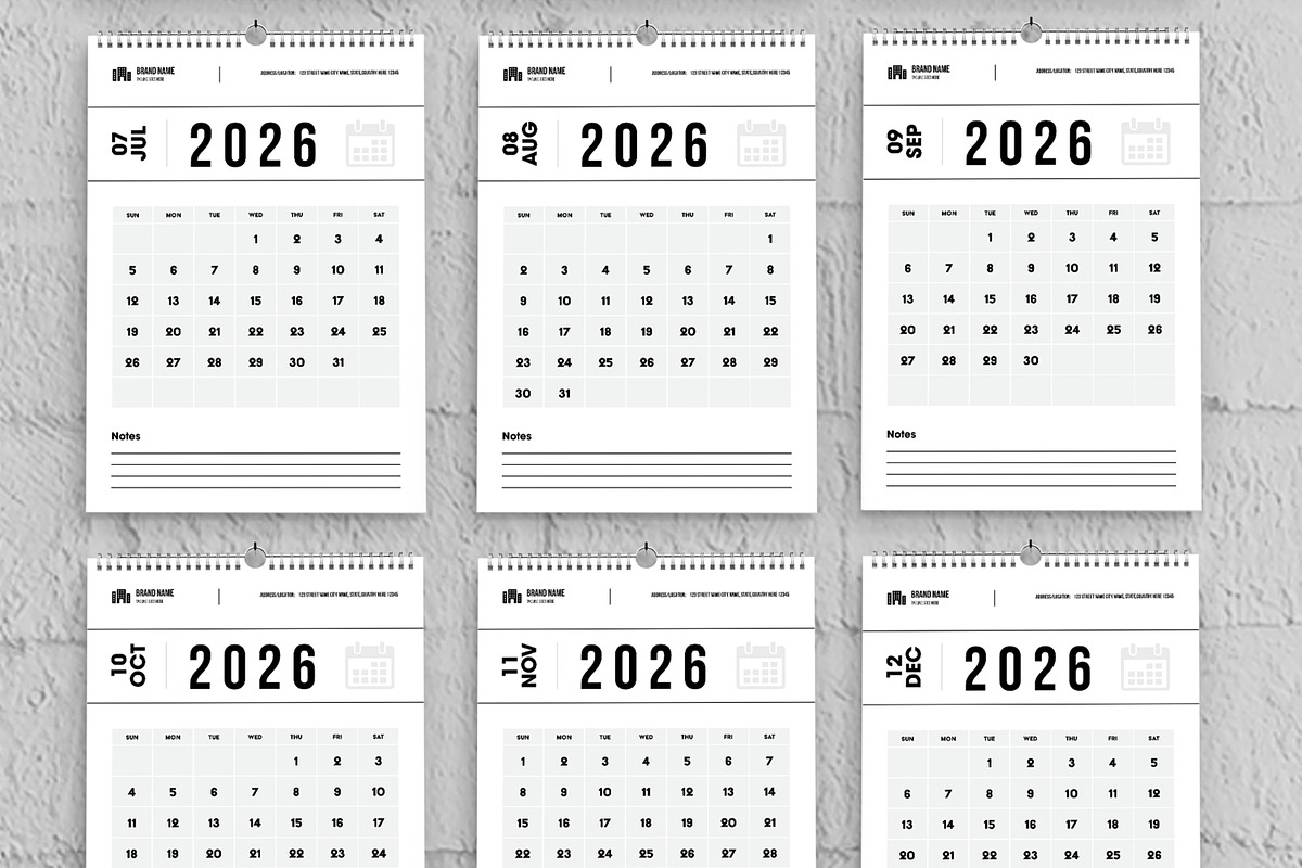 2026 Wall Calendar Template Design, a Stationery Template by MightyDesign (Photo 4 of 8)
