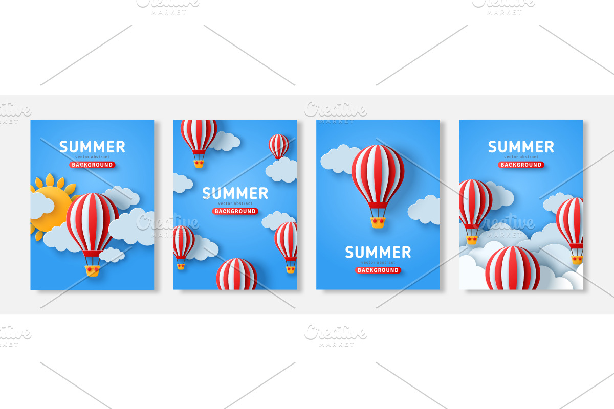 Red vintage air balloons poster, a Transportation Illustration by kotoffei