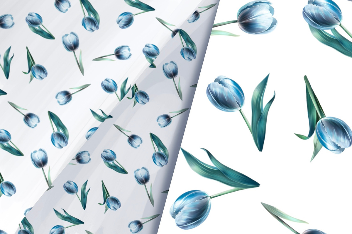 Blue Tulips Beautiful Set, a Decorative Illustration by Shabbypie (Photo 15 of 22)