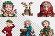 Funny Old Lady Christmas Sublimation, an Illustration by SVGArt (Thumbnail 2 of 8)