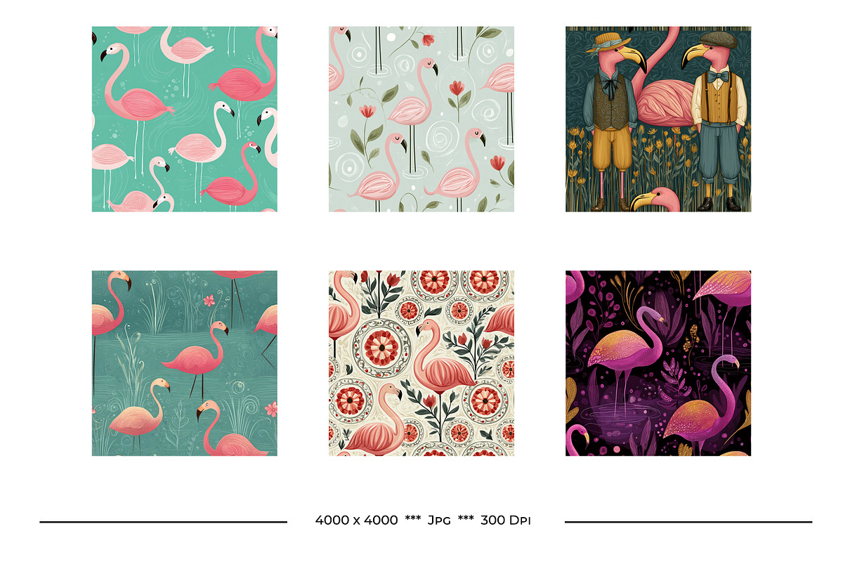 Flamingo Retro Art Style Patterns, a Pattern Graphic by karenfoleyphoto (Photo 2 of 8)