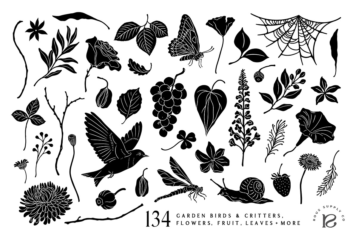 Shadow Garden Vector Collection, a Decorative Illustration by rouxsupplyco (Photo 14 of 17)