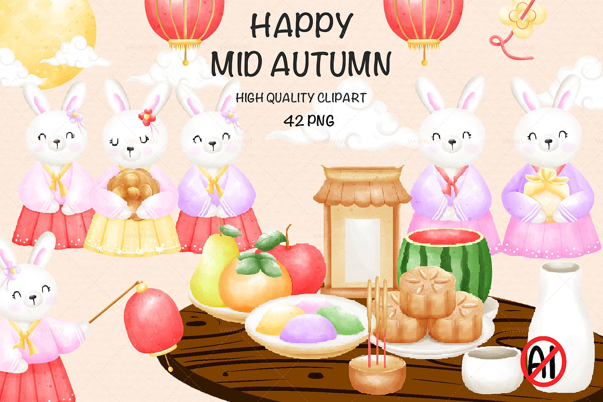 Happy Mid Autumn festival watercolor, a Seasonal Illustration by Vavavan Artwork (Photo 1 of 6)
