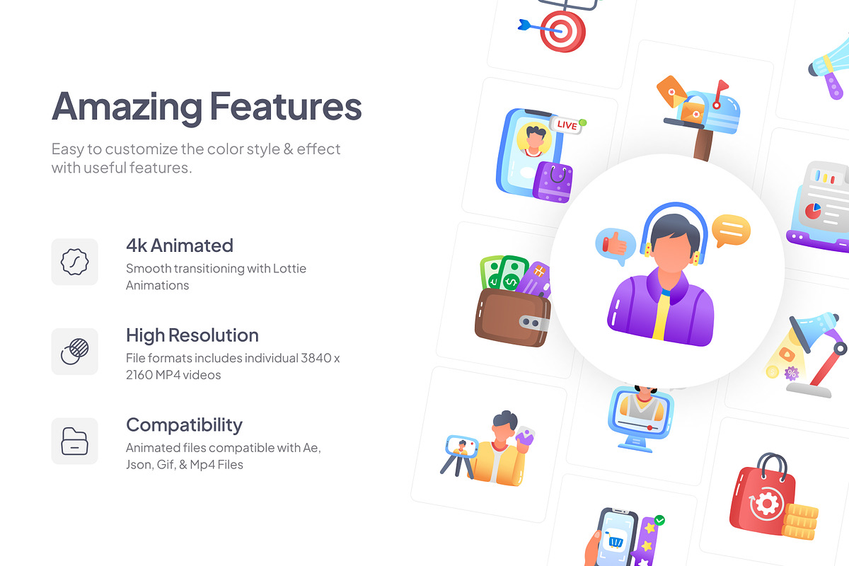 Animated Marketing Icons, a Duotone Icon by Prosymbols (Photo 2 of 3)