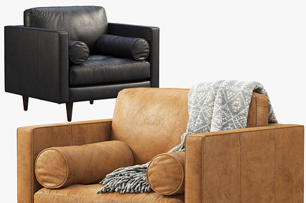 Briar Leather Chair brown and black, a Furniture 3D Model by 3dmitruk