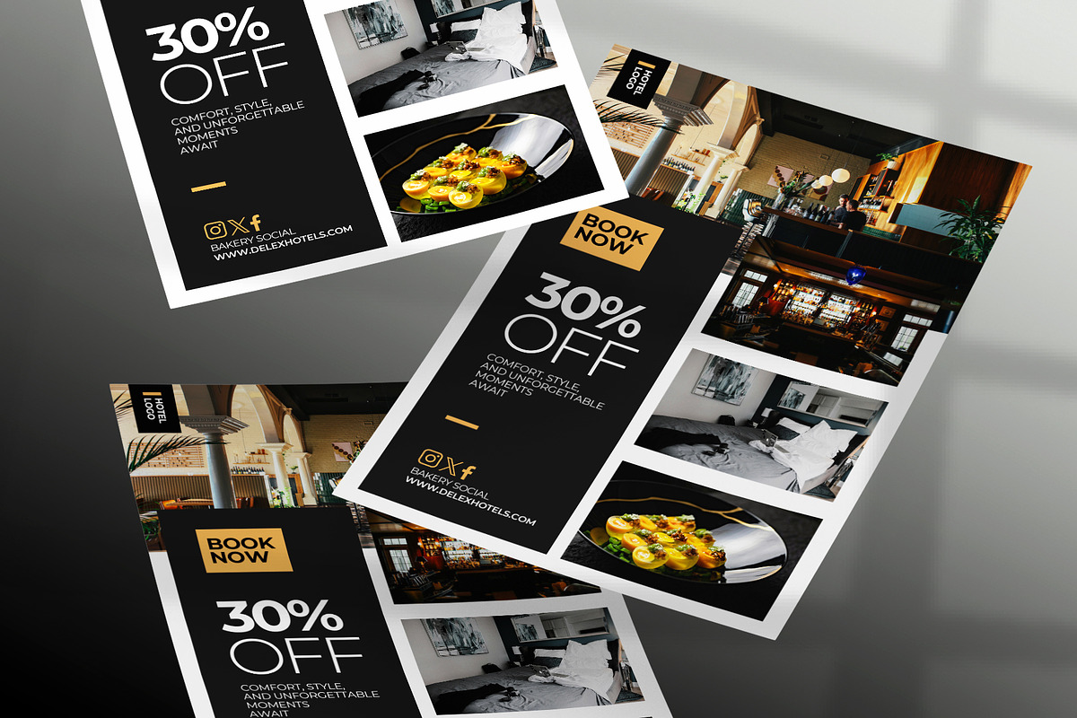 Hotel Discount A4 Flyer Canva & PSD, a Flyer Template by Vintage Impressions (Photo 2 of 6)