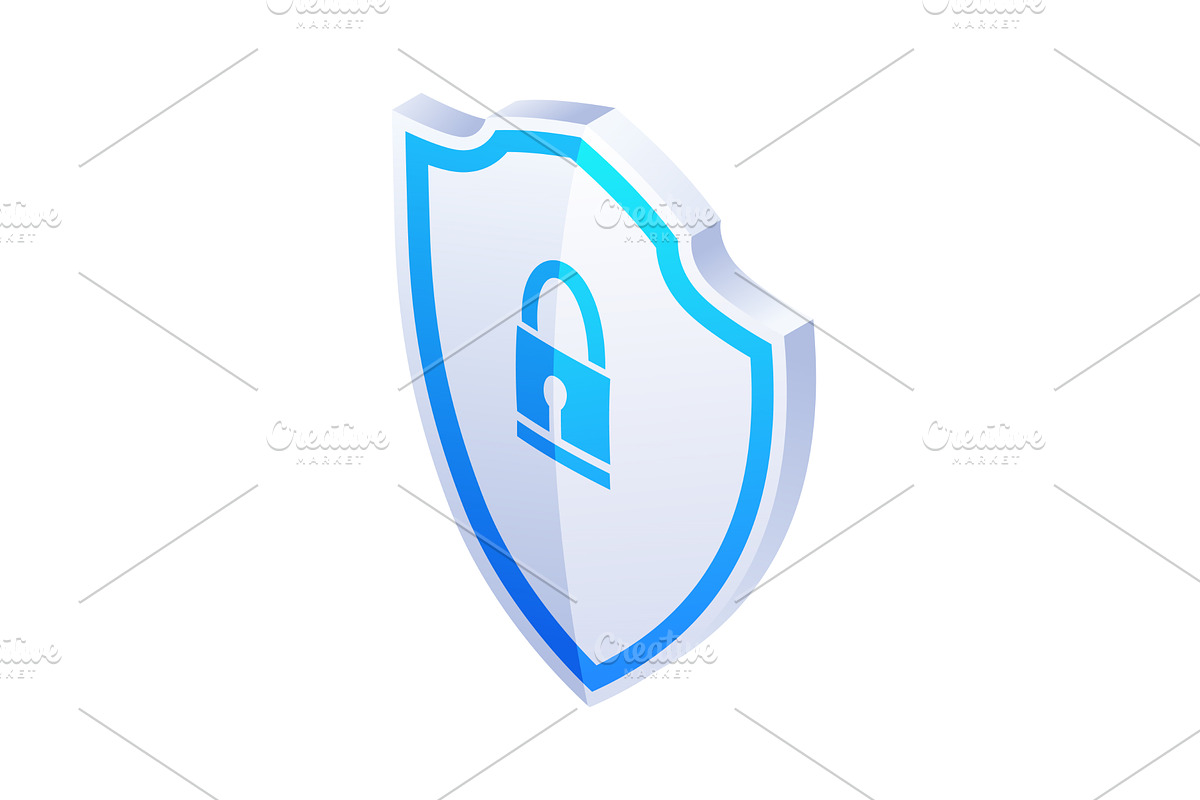 Security isometric. Shield, a Technology Illustration by Things for designers