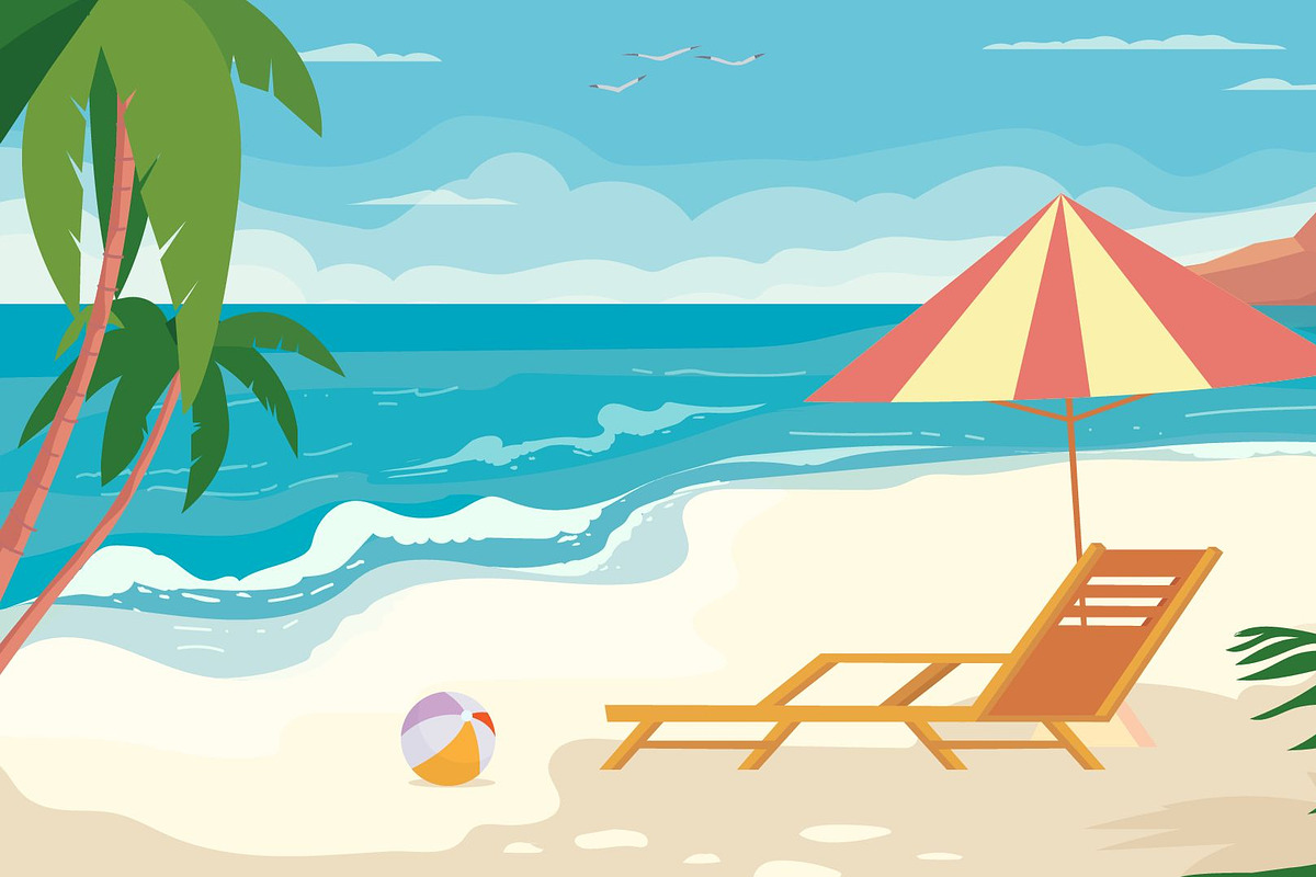 Beach - Illustration, an Illustration by Dessign Sells