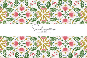 folk floral tile seamless pattern, a Pattern Graphic by Pink Studio Art