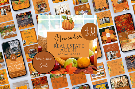 NOVEMBER REAL ESTATE SOCIAL POSTS, a Social Media Template by Daring Digies