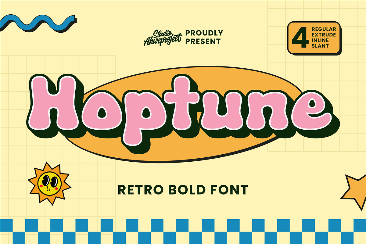 Hoptune - Retro Bold Font, a Sans Serif Font by ahweproject (Photo 1 of 17)