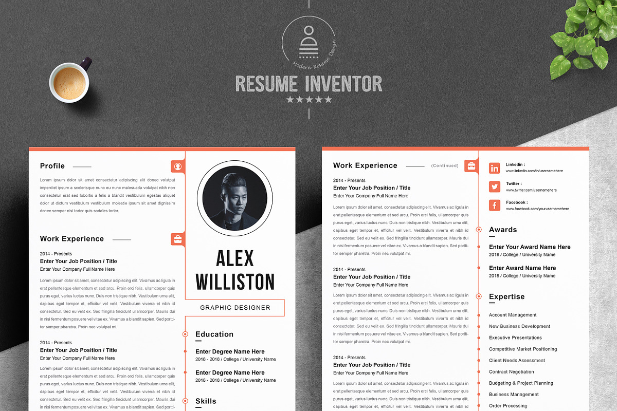 Professional Resume / CV Templates, a Resume Template by ResumeInventor (Photo 2 of 6)