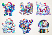 Iridescent Christmas Santa Clipart, an Illustration by RobertsArt (Thumbnail 4 of 7)