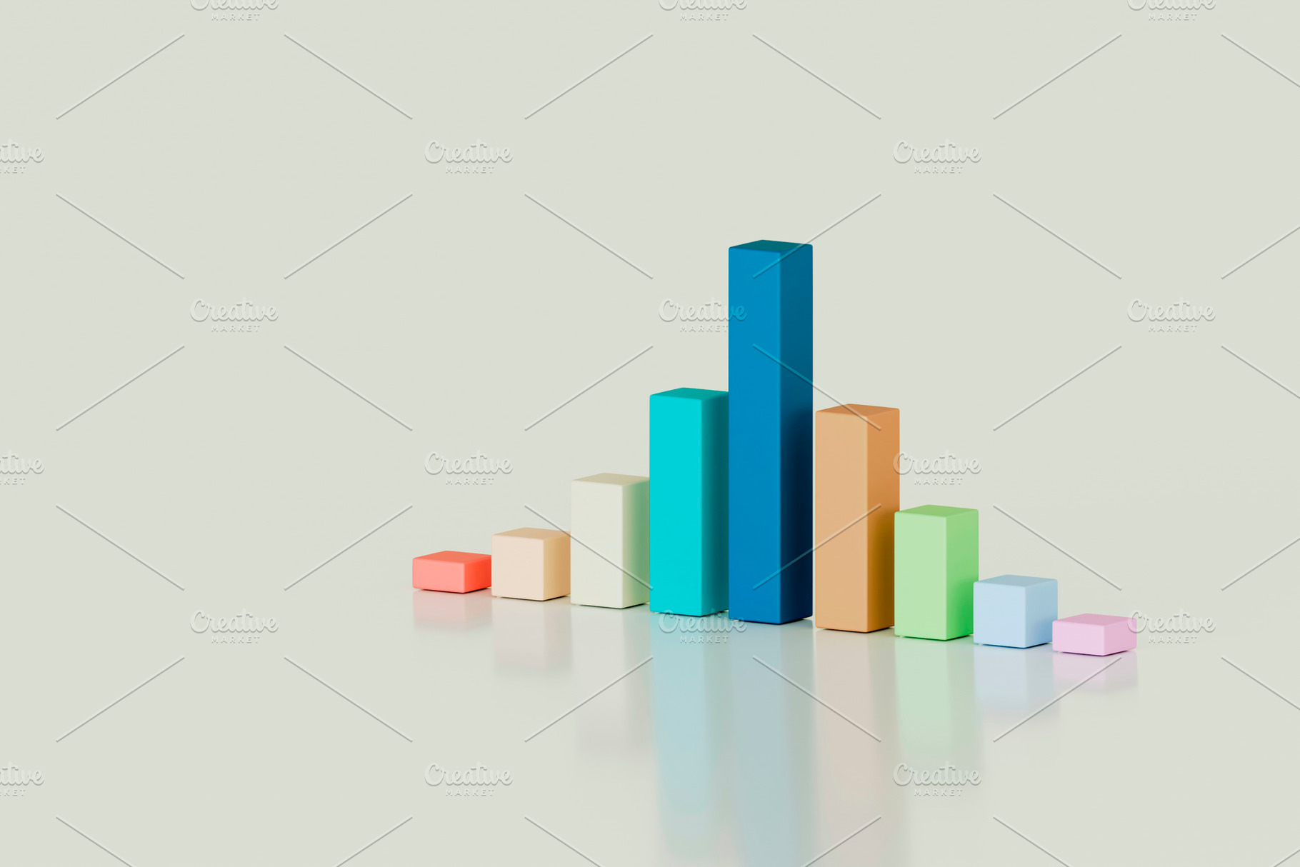 3D Colorful Bar Chart – Abstract Data Visualization, a Business Photo by RF Images