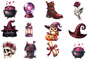 Watercolor Burgundy Halloween Clipar, an Illustration by Designworld (Thumbnail 4 of 6)
