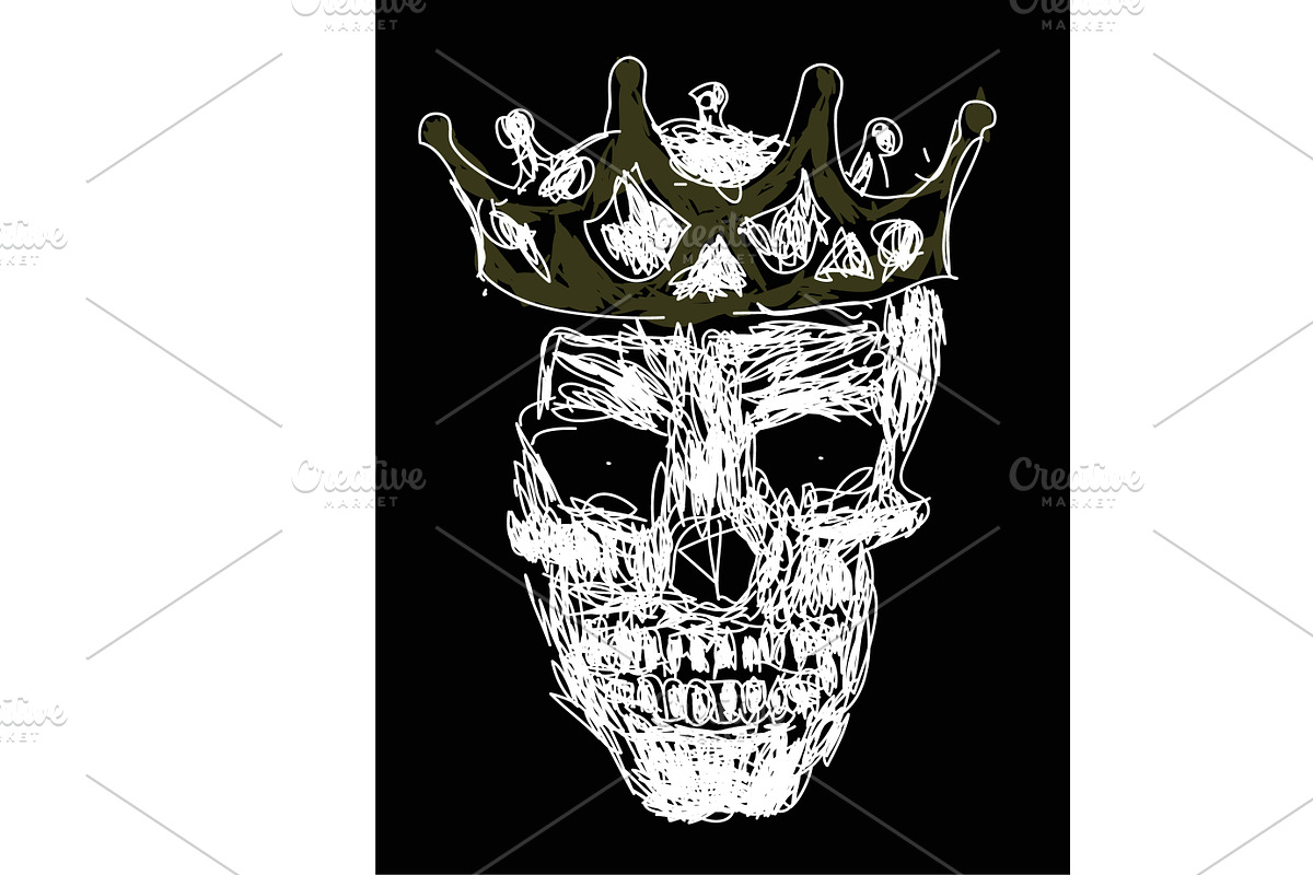 Skull with crown, king icon hand dra, a Background Graphic by TeaGraphicDesign