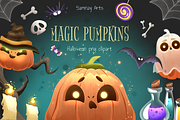 Magic Pumpkins Halloween Clipart, an Illustration by Samnay Arts (Thumbnail 1 of 10)