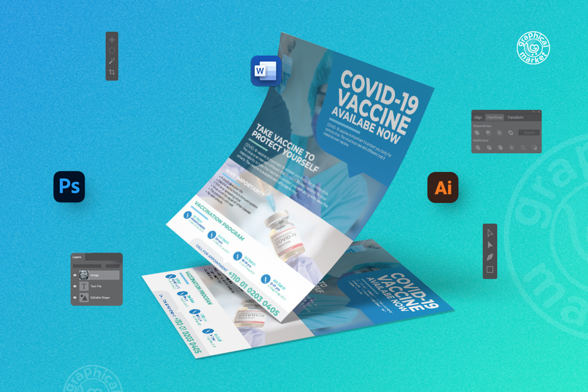 Covid Vaccine-19 Flyer, a Flyer Template by GraphicalMarket (Photo 4 of 4)