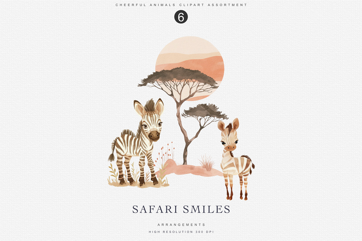 watercolor safari animal clipart set, an Animal Illustration by Pink Studio Art (Photo 4 of 8)