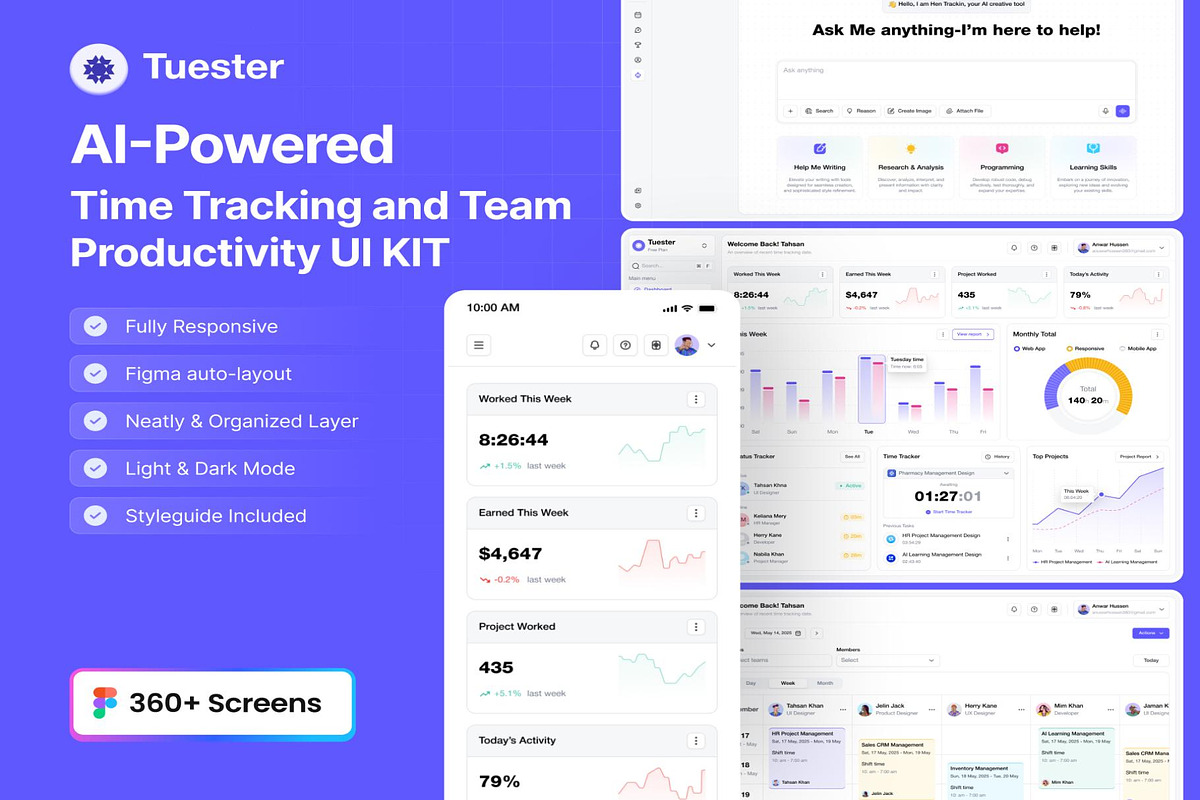 Time Tracking & Productivity Web App, an UI Kit Template by Lumina_ui_ux202 (Photo 1 of 7)