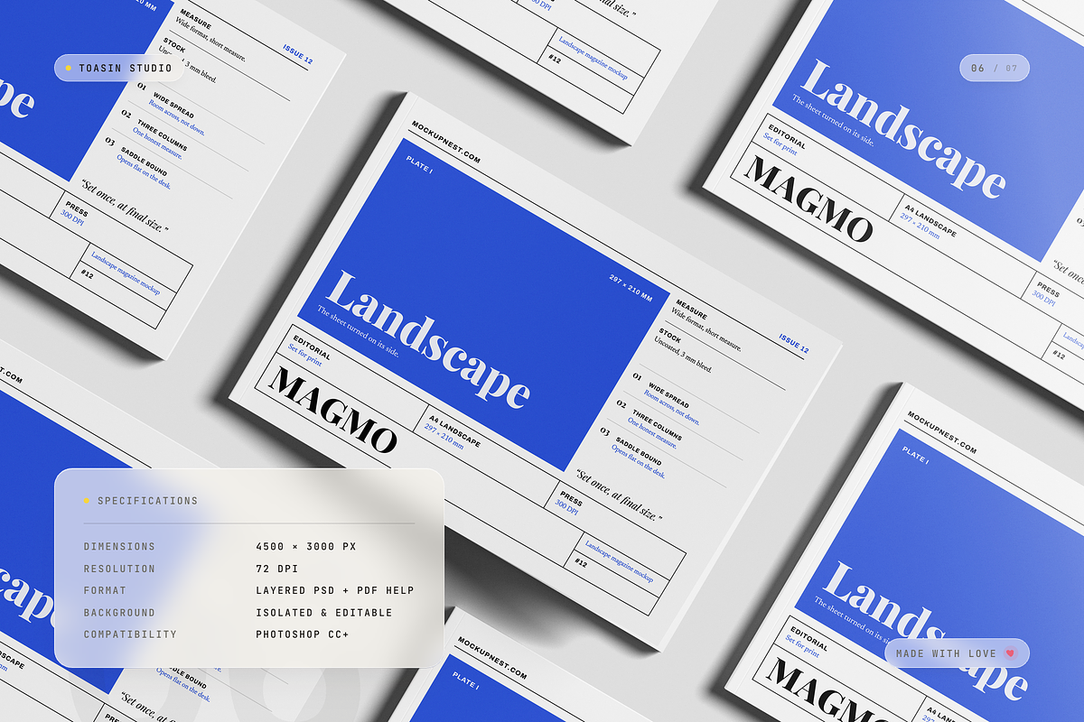 A4 Landscape Magazine Mockup, a Books & Magazine Mockup by Toasin Studio (Photo 6 of 7)