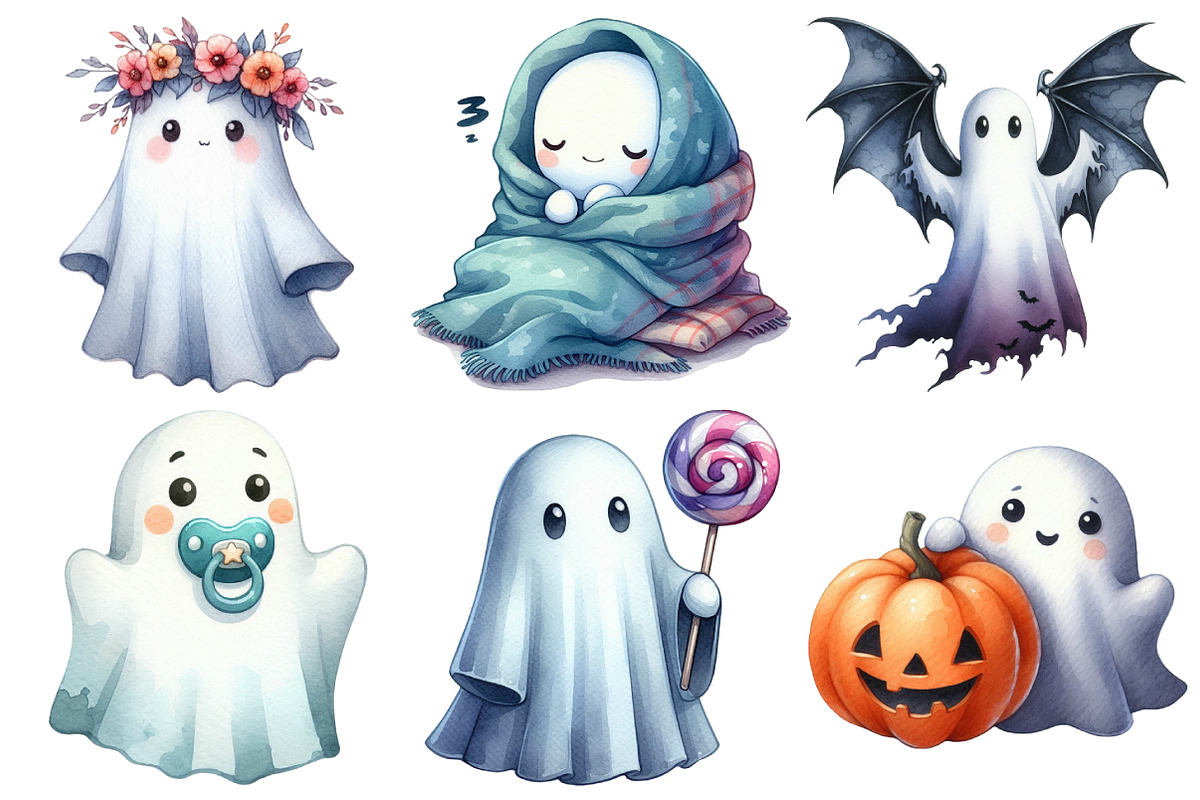 Halloween Ghost Clipart, an Illustration by Pixels.Craft (Photo 2 of 7)