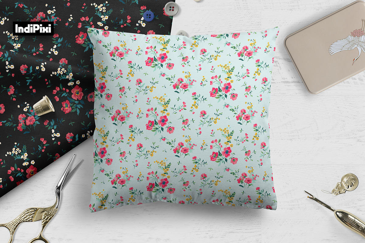 Seamless Ditsy Floral Pattern, a Pattern Graphic by IndiPixi