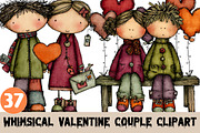 Whimsical Valentine Couple Clipart, a Graphic by CitraGraphics (Thumbnail 1 of 4)