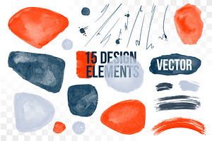 Watercolor Vector Stains Set