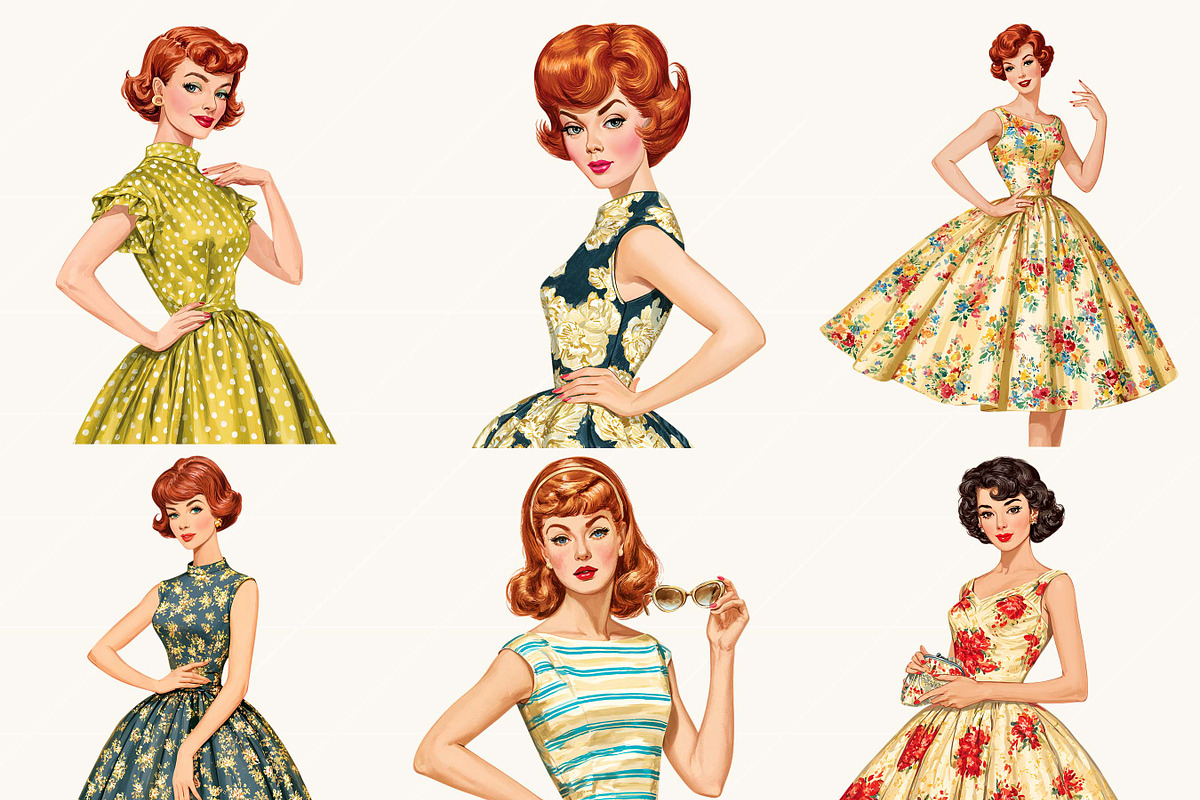 Retro Glamour Midcentury Women, a Person Illustration by BusyDaydesign (Photo 2 of 9)
