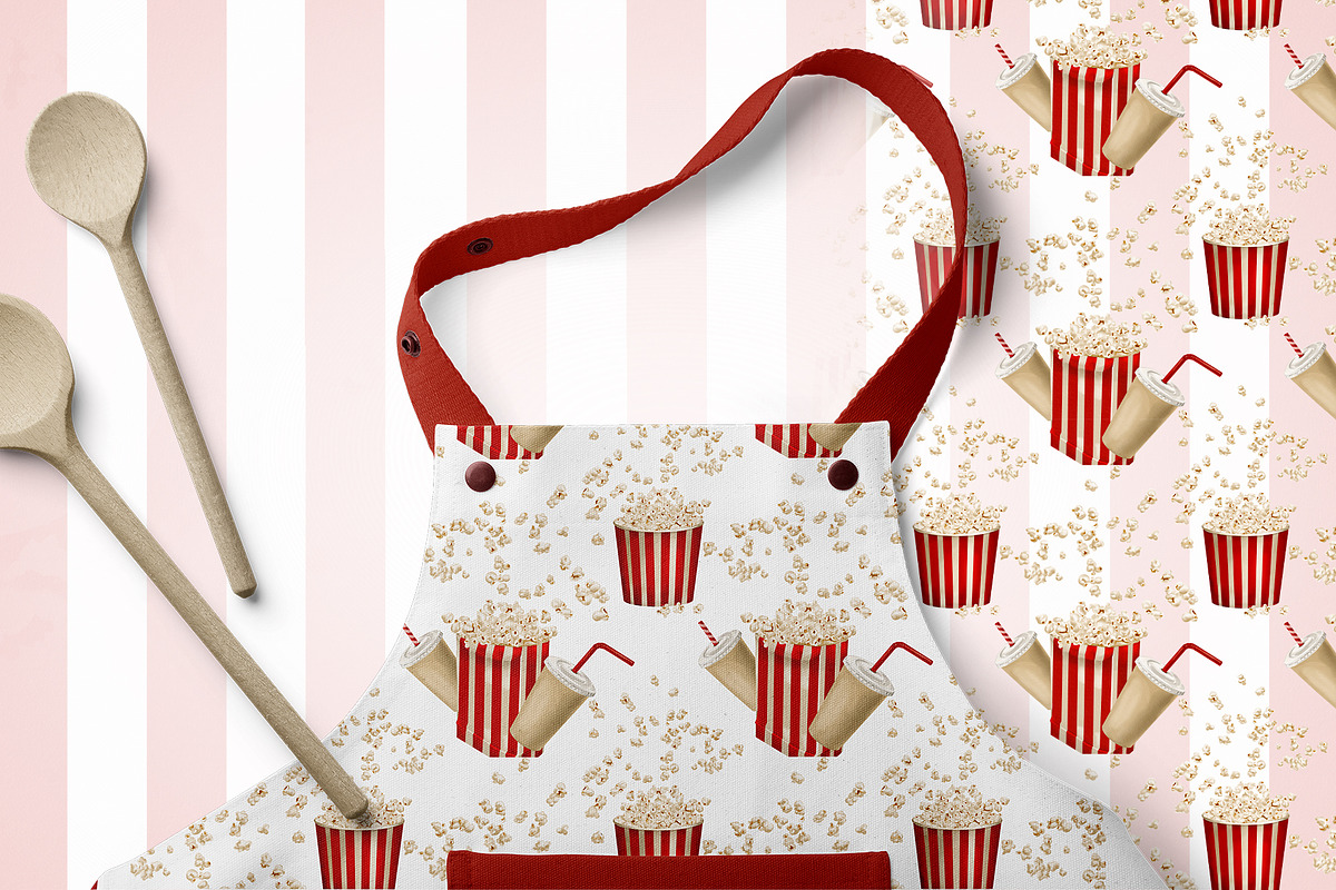 Popcorn watercolor clipart, a Food Illustration by Alena Sid (Photo 12 of 13)