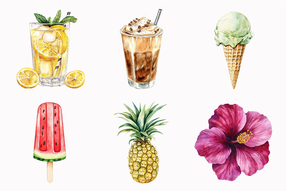 Watercolor Summer Clipart, an Illustration by Design Market (Photo 3 of 5)