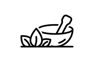 Herbs mortar pestle black icon, an Outline Icon by Creative priyanka