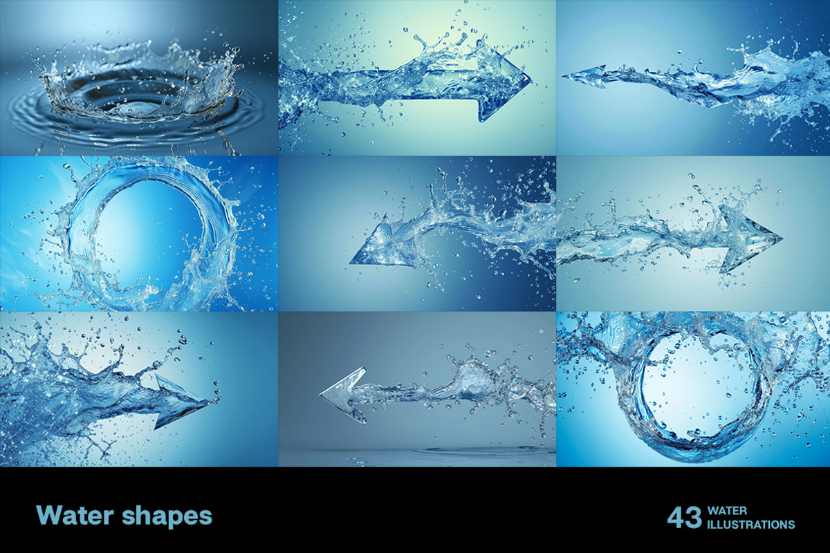 Water shapes. 43 images, a Decorative Illustration by Handmadefont (Photo 4 of 11)