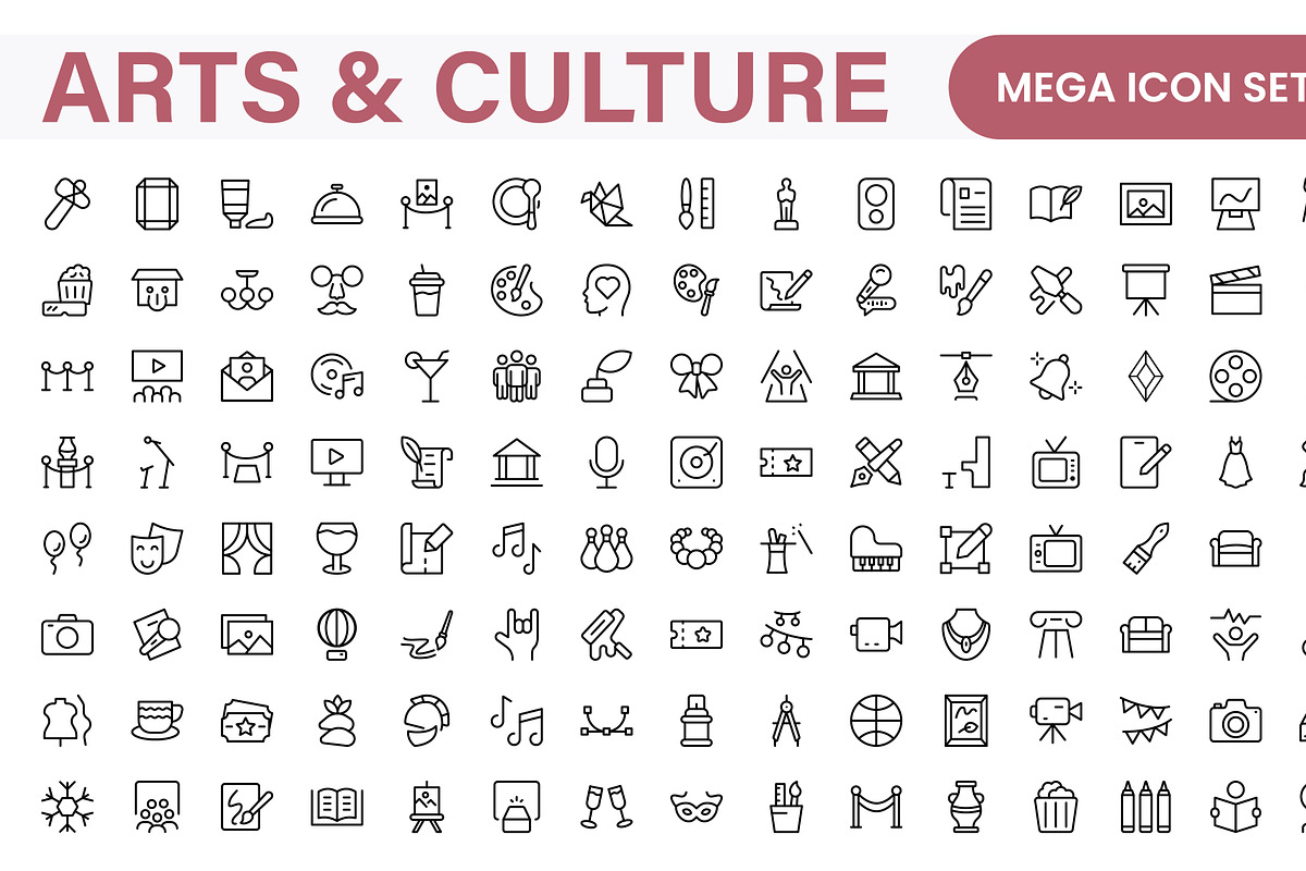 Arts and Culture Icon Set., an Outline Icon by Artnazu (Photo 2 of 2)